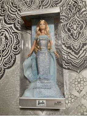2002 Mattel Birthstone Collection March Aquamarine Barbie Doll B3411 NIB